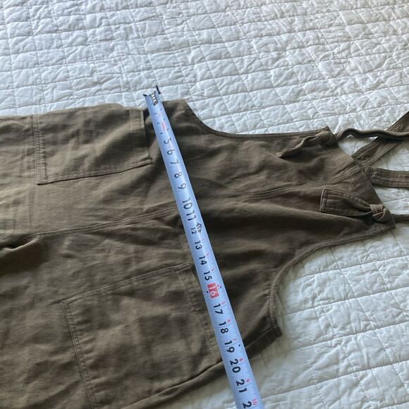 Miou Muse Kenzie Jumpsuit Linen Cotton Lightweight Wide Leg Cropped Soft Brown - Picture 7 of 7